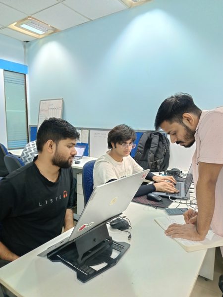 anchors team working at the office